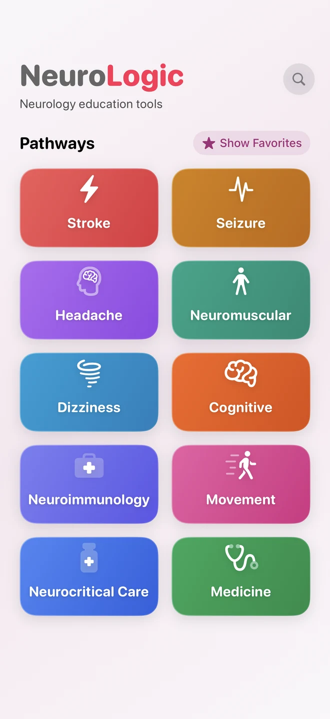2.0 preview: redesigned Home with clinical pathways, search and Favorites.
